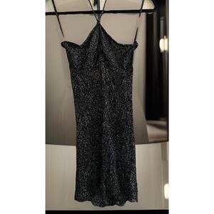 Vtg BEBE Black Metallic Mesh Sheer Cami Whimsigoth Fairy Goth Top S Sexy Y2K